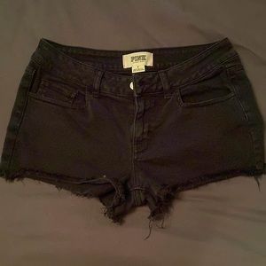 Pink Victoria Secret shorts - black faded denim size 6